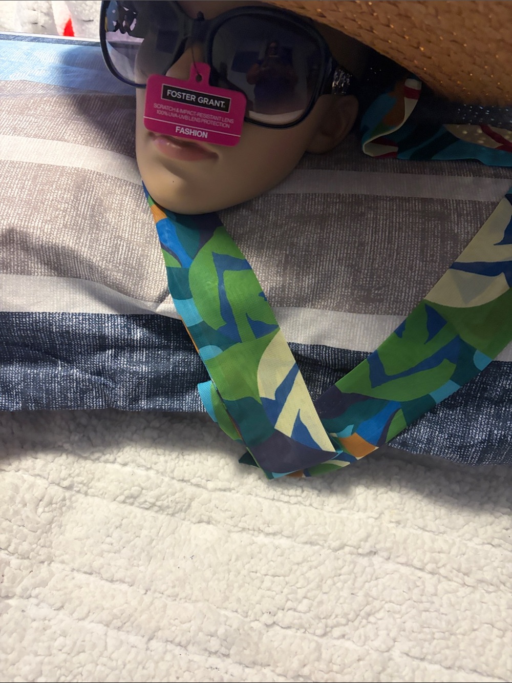 Foster Grant Oversized Black Sunglasses with Multicolor Scarf Accent